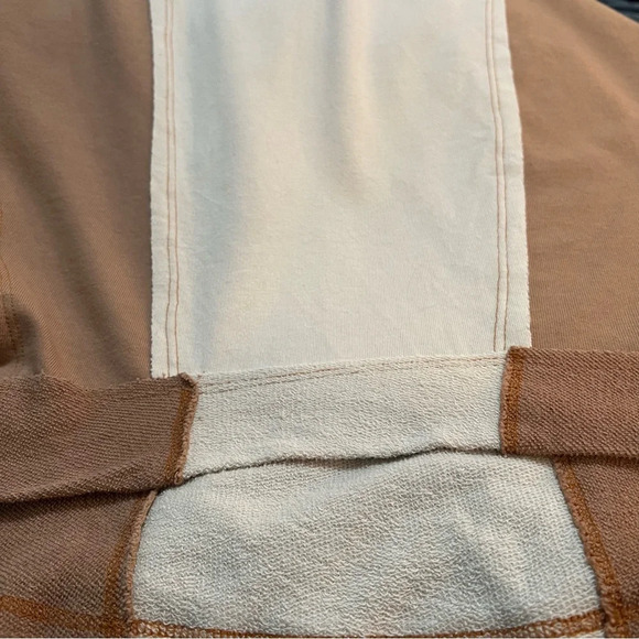 Sunland 17 Oversized Tan Brown‎ Cream Contrast Patchwork Top. Size Small. - Picture 14 of 16